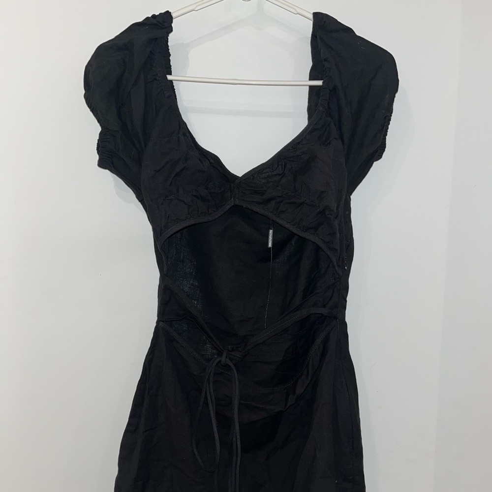 Black linen dress